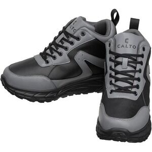 CALTO Mens Black Grey Hiking Style Elevator Boots 4" Taller Sz 11